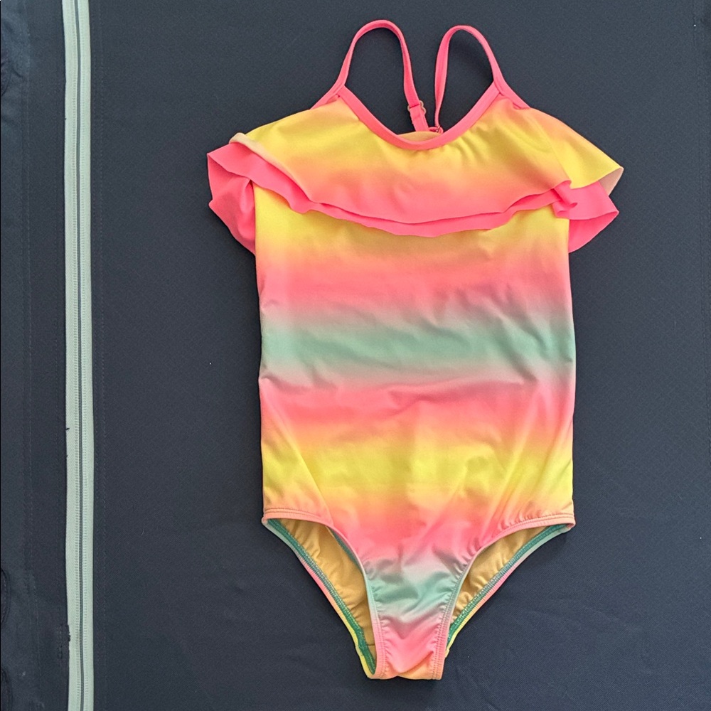 Lands Ends Girls Size 8S Colorful One-Piece Bathing Swimsuit
